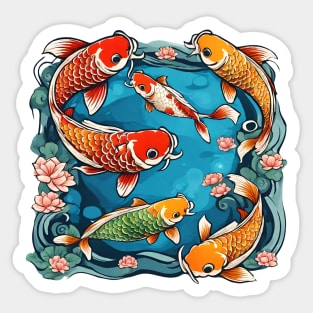 Japanese Swimming Koi Fish Design Asian Aesthetic Lover Carp Sticker
